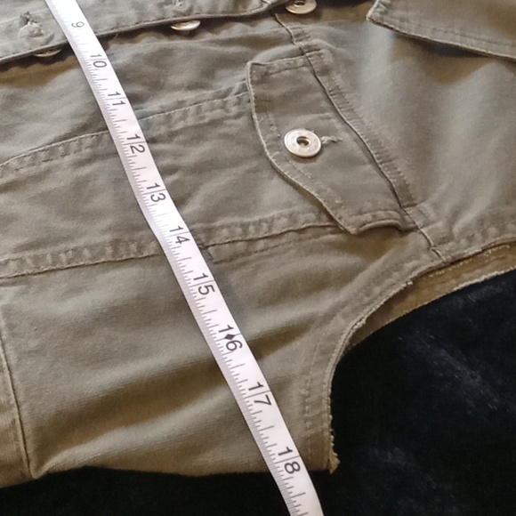 Gasoline DIY Crop army green demin vest - Picture 6 of 9